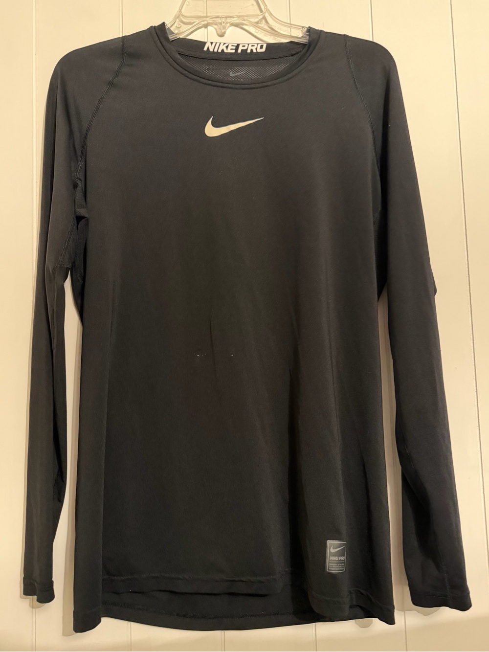 Nike Long-Sleeve Athletic Top in Black with Silver Swoosh